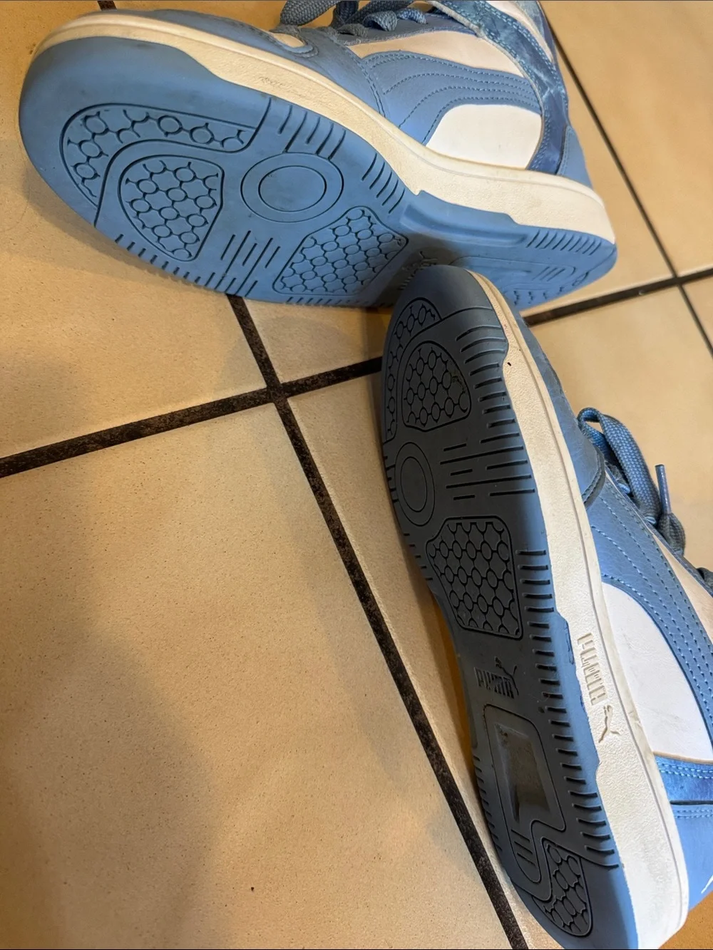 Puma Kids' High-Top Sneakers in Light Blue and White
